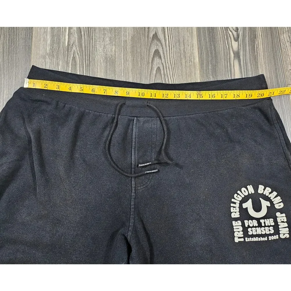 TRUE RELIGION MEN’S JOGGER SWEATPANTS – SIZE XXL – BLACK – CLASSIC LOGO PRINT